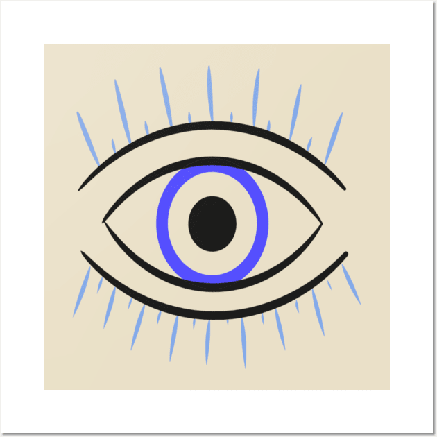 blue evil eye minimalistic art Wall Art by minimalist studio